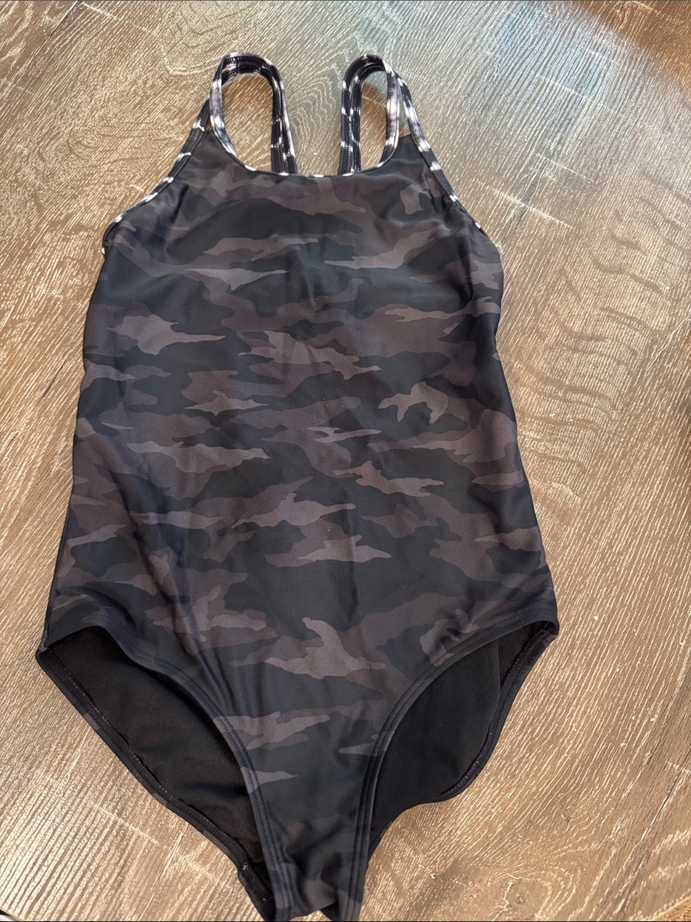 Athleta Kids Black Camo One-Piece Swimsuit